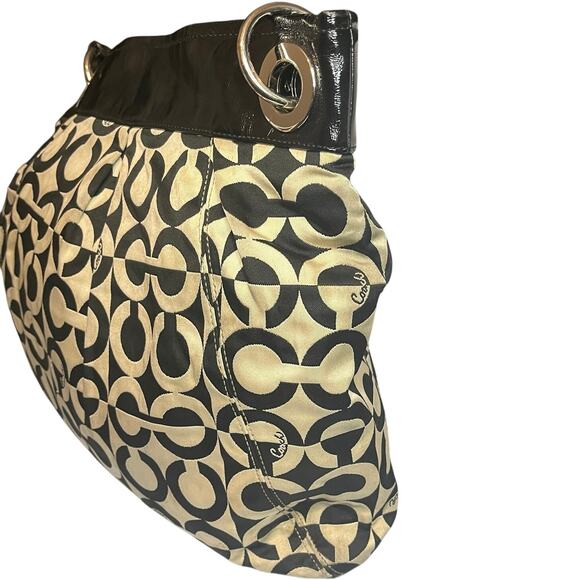 Coach Signature Shoulder Bag – Black & Beige with Silver Hardware - Picture 6 of 13